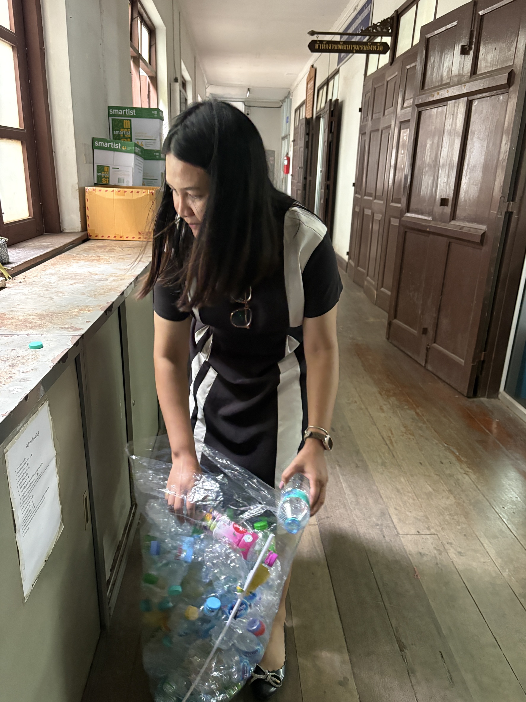 ผลการดำเนินกิจกรรม 5ส และการจัดการขยะ: การคัดแยกขวดพลาสติก